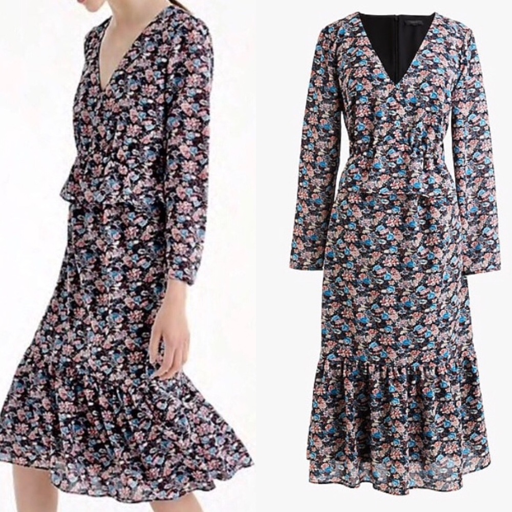 J. Crew | Floral Ruffle Hem Dress